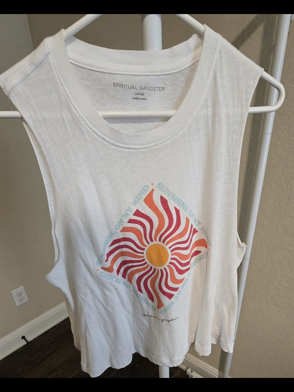 Women Spiritual Gangster "Sunshine On My Mind" Cropped Tank Top Large